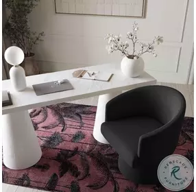 Kristen Black Upcycled Chenille Rolling Desk Chair