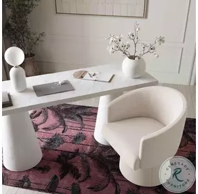 Kristen Cream Upcycled Chenille Rolling Desk Chair