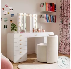 Alyssa Cream Upcycled Velvet Rolling Desk Chair