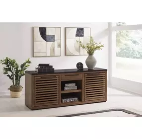Kallari Warm Brown and Matte Black 2 Door Credenza