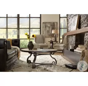 Luckenbach Cast Iron Black Metal and Stone End Table