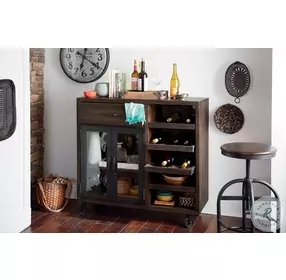 Hidden Treasures Brown And Black Bar Trolley