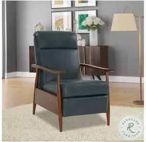Hampton Roma Bluegray Leather Push Thru The Arms Recliner