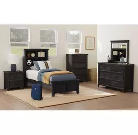 Brooklyn Charcoal Twin Bookcase Storage Bed