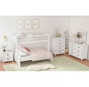 Brooklyn White Twin Over Full Bunk Bed with Ladder