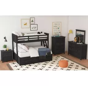 Brooklyn Charcoal Twin Over Full Bunk Bed with Ladder and Trundle