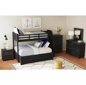 Brooklyn Charcoal Twin Over Full Storage Bunk Bed with Staircase and Trundle