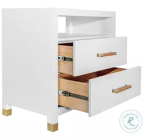 Hancock Lacquered White 2 Drawer Side Table