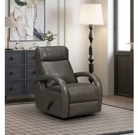 Harlee Ryegate Gray Leather Swivel Glider Recliner