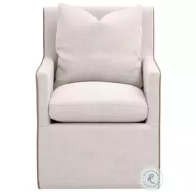 Harmony Bisque French Linen And Ivanhoe Toast Performance Fabric Arm Chair