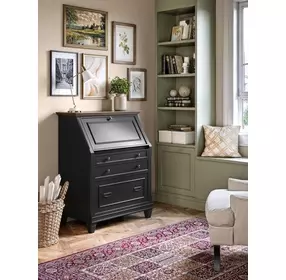 Hartford Black Drop-Lid Secretary Desk
