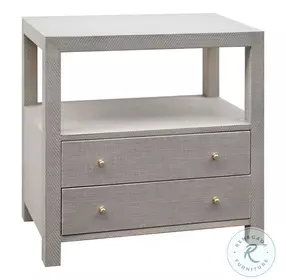 Hattie Grey Grasscloth 2 Drawer Side Table