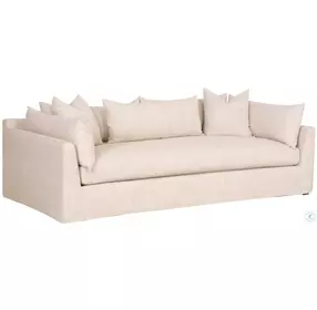 Haven Bisque And Espresso 95" Lounge Slipcover Sofa