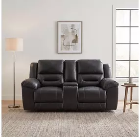 Hazen Black Double 81" Reclining Loveseat with Center Console