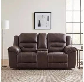 Hazen Dark Brown Double 81" Reclining Loveseat with Center Console