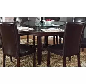 Hartford Burnished Espresso Dining Room Set with Lazy Susan