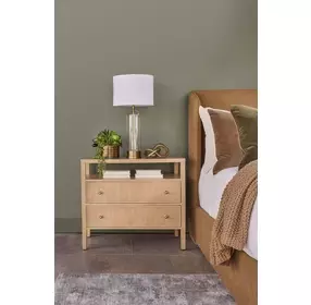 Highland Natural Oak Open Shelf 2 Drawer Nightstand