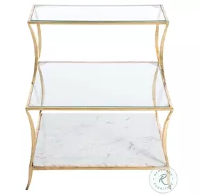 Hirsch Royale Leaf And Specked White Marble Side Table