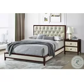 Harmonia Cherry Queen Upholstered Platform Bed