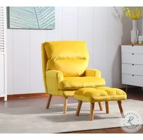 HM1760YW-1 Yellow Accent Chair With Ottoman
