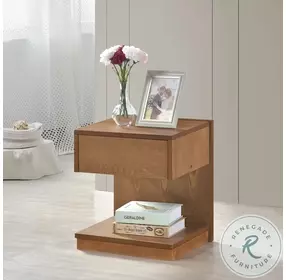 HM2366 Wired Brush Brown End Table with USB Port