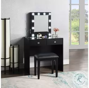 HM7878BK-15 Black Vanity And Stool