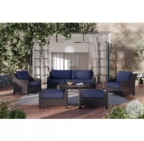 Skye Blue Performance Fabric Outdoor Ottoman Set Of 2