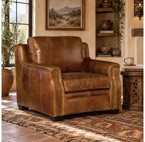 Yates Buckaroo Colt Leather Stationary Chair