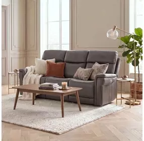 Celeste Sahara Dorian Gray Leather Zero Gravity 90" Power Reclining Sofa With Power Headrest