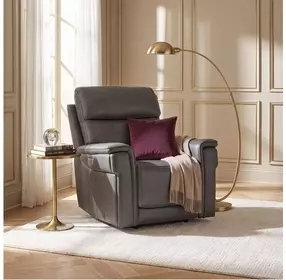 Celeste Sahara Dorian Gray Leather Zero Gravity Power Recliner With Power Headrest