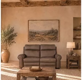 Duncan Dark Brown Leather 66" Power Reclining Loveseat with Power Headrest And Lumbar