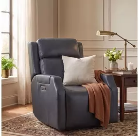 Chesterfield Salvo Denim Leather Zero Gravity Power Recliner with Power Headrest And Lumbar