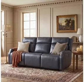 Nelson Salvo Denim Leather Zero Gravity 79" Power Sofa with Power Headrest And Lumbar