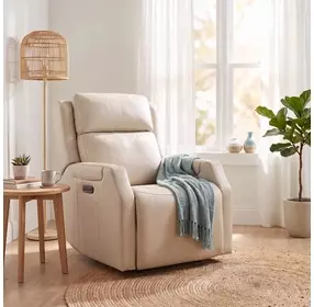 Chesterfield Salvo Beige Leather Zero Gravity Power Recliner with Power Headrest And Lumbar
