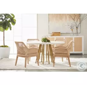 Holland Matte White And Natural Rattan Media Sideboard