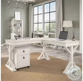 Homestead Linen White Oak 4 Shelf Farmhouse Bookcase