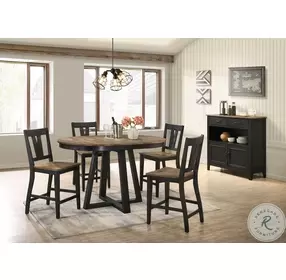 Harper Brushed Brown and Pecan Splat Back Bar Stool Set of 2