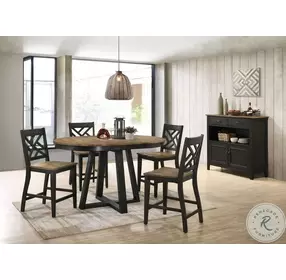 Harper Brushed Brown and Pecan Lattice Back Bar Stool Set of 2