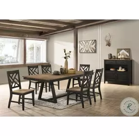 Harper Brushed Brown and Pecan Lattice Back Side Chair Set of 2