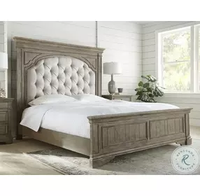 Highland Park Waxed Driftwood Upholstered Panel Bedroom set