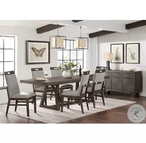 Hearst Reclaimed Chevron Trestle Extendable Dining Table