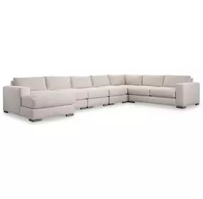 Drew Cream 6 Piece Modular Sectional with LAF Chaise and Pillows