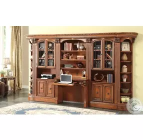 Huntington Antique Vintage Pecan 6 Piece Library Wall