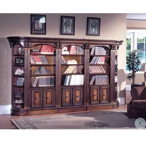 Huntington Antique Vintage Pecan 5 Piece Small Library Wall