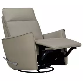 Rovelle Abby Light Gray Leather Manual Swivel Glider Recliner