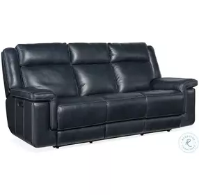 Arthur Cosmos Cobalt Leather Lay Flat Power Reclining Living Room Set With Power Headrest And Lumbar