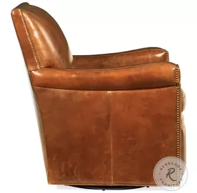 Jilian Warm Caramel Leather Swivel Club Chair