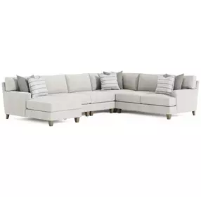 Mila Beige 5 Piece Modular Sectional with LAF Chaise and Pillows