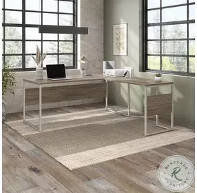 Hybrid Modern Hickory 72" Large L Shaped Desk