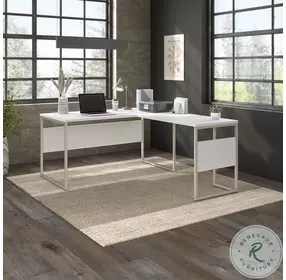 Hybrid White 60" L Shaped Desk